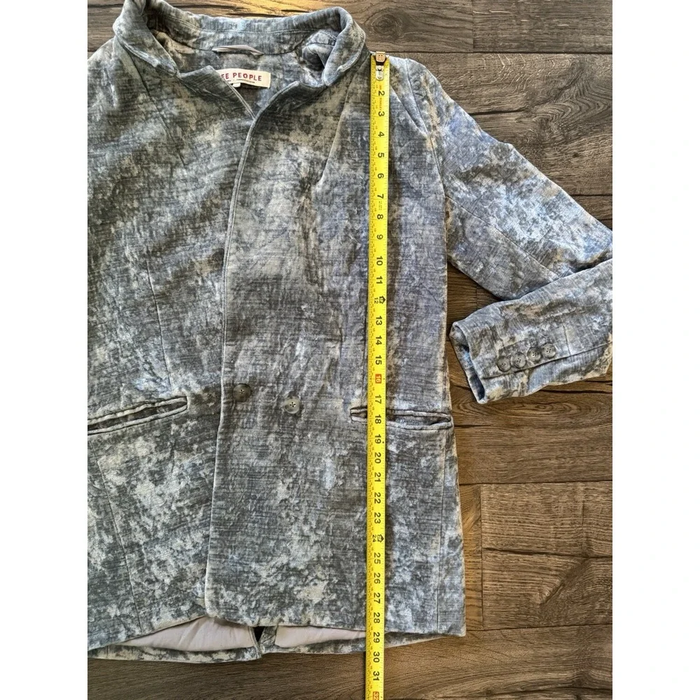 Free People Blazer Coat Womens Medium Blue Green Jacket Office Preppy‎ - Picture 9 of 14